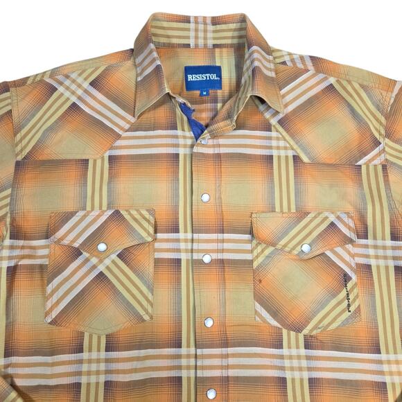 Resistol Vtg‎ Womens Yellow Plaid Pearl Snap Shirt Longsleeve Rodeo Bar Medium - Picture 3 of 14